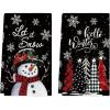 Artoid Mode Red Snowman Let It Snow Xmas Trees Hello Winter Kitchen Towels Dish Towels, 18×26 Inch Daily Seasonal Christmas Decoration Hand Towels Set of 2(Black)