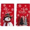 Artoid Mode Red Snowman Let It Snow Xmas Trees Hello Winter Kitchen Towels Dish Towels, 18×26 Inch Daily Seasonal Christmas Decoration Hand Towels Set of 2(Red)