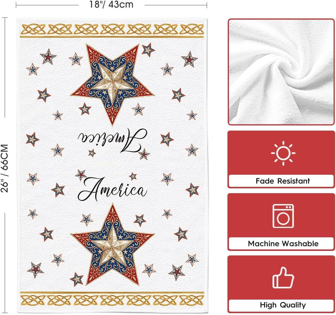 image:imageArtoid Mode Beige Lace Star America 4th of July Kitchen Towels Dish Towels 18x26 Inch Independence Day Decoration Cleaning Set of 2Beige