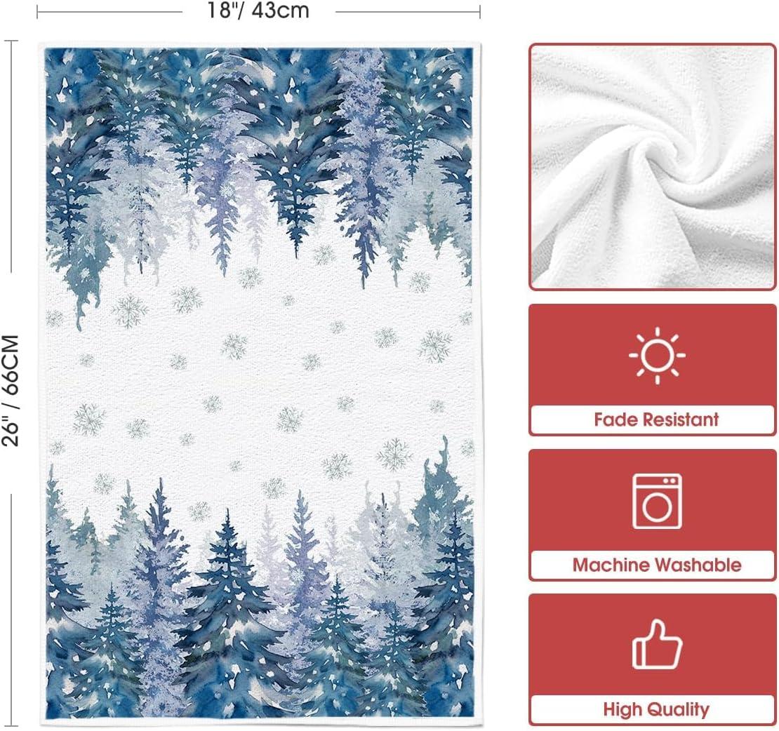 image:imageArtoid Mode Blue Xmas Tree Snowflake Winter Kitchen Towels Dish Towels 18x26 Inch Farmhouse Holiday Decoration Cleaning Set of 2
