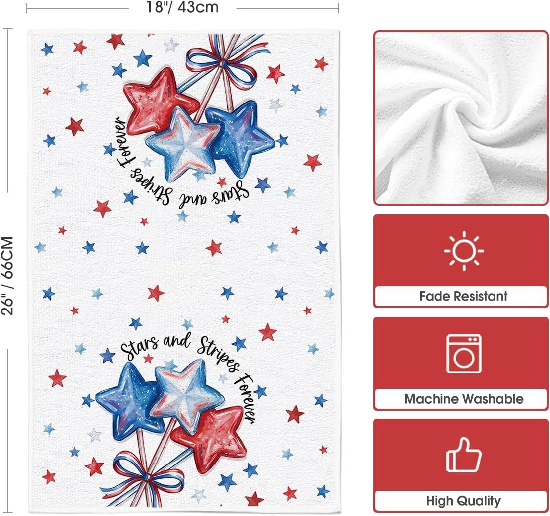 image:imageArtoid Mode Bowknot Balloon Star Tree Happy 4th of July Kitchen Towels Dish Towels 18x26 Inch Independence Day Decoration Cleaning Set of 4
