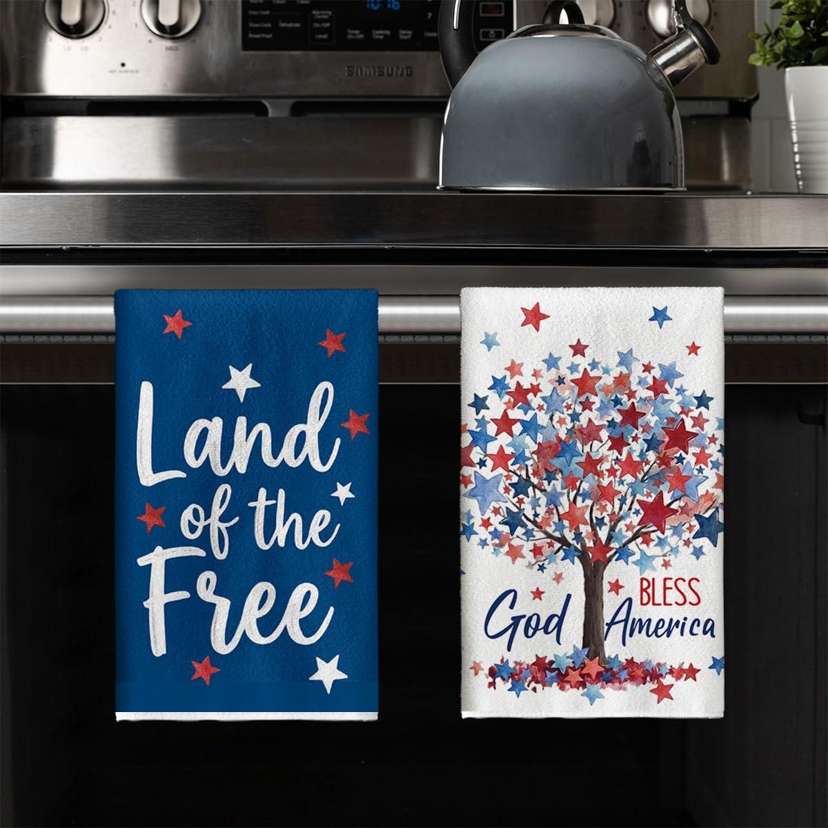 image:imageArtoid Mode Bowknot Balloon Star Tree Happy 4th of July Kitchen Towels Dish Towels 18x26 Inch Independence Day Decoration Cleaning Set of 4