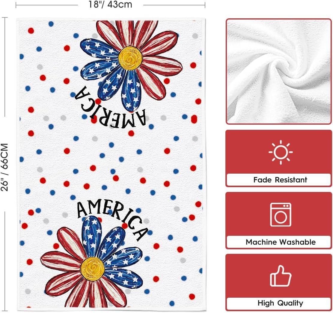 image:imageArtoid Mode Colorful Sunflower Ice Cream 4th of July Kitchen Towels Dish Towels 18x26 Inch Independence Day Decoration Cleaning Set of 2