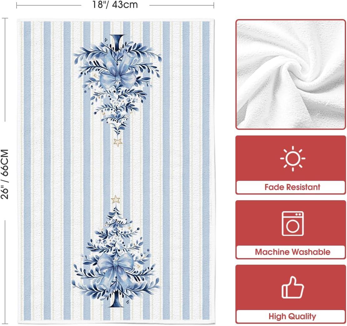 image:imageArtoid Mode Red Porcelain Ornaments Xmas Tree Christmas Kitchen Towels Dish Towels 18x26 Inch Farmhouse Holiday Winter Decoration Cleaning Set of 4Blue