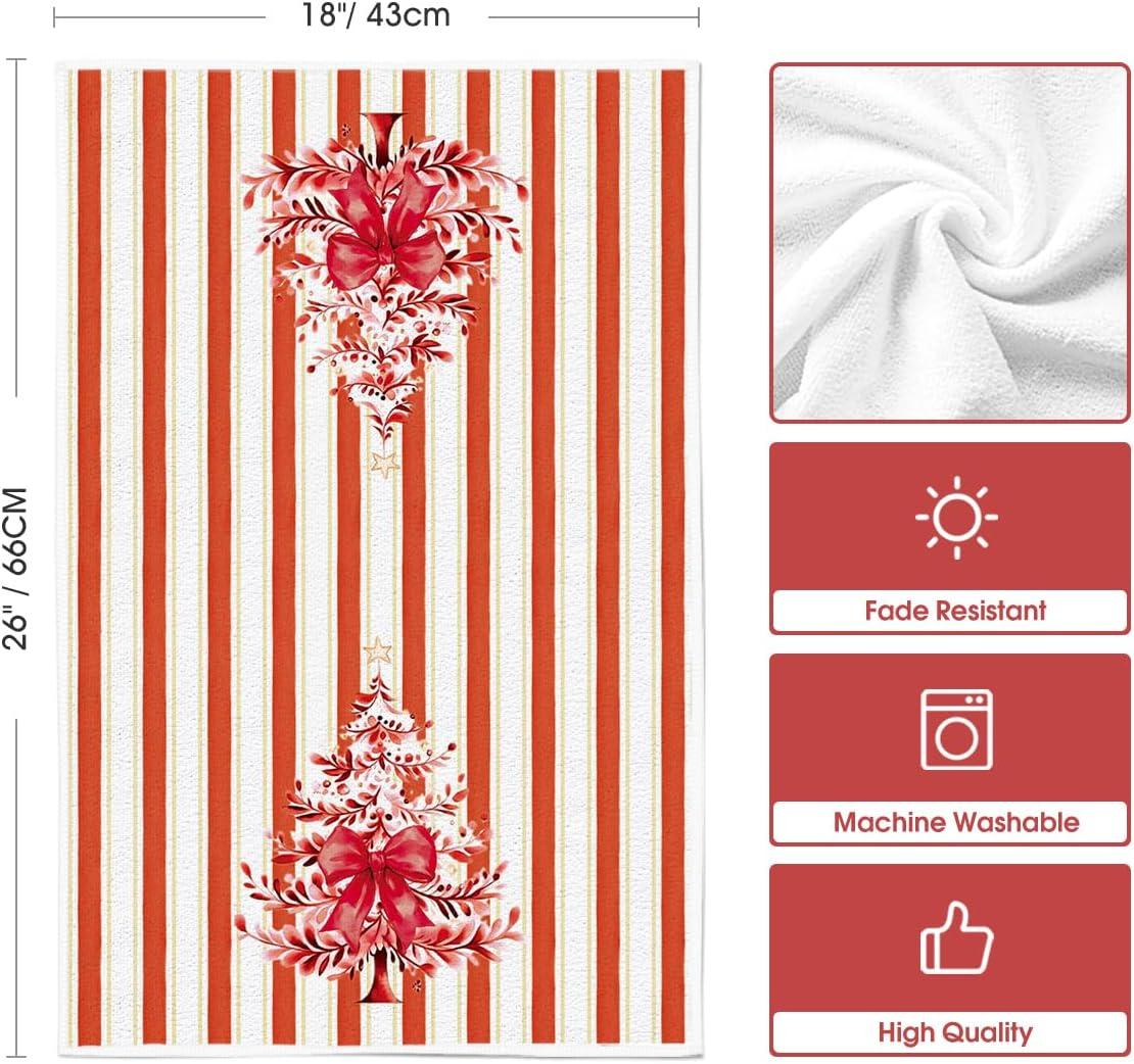 image:imageArtoid Mode Red Porcelain Ornaments Xmas Tree Christmas Kitchen Towels Dish Towels 18x26 Inch Farmhouse Holiday Winter Decoration Cleaning Set of 4Red