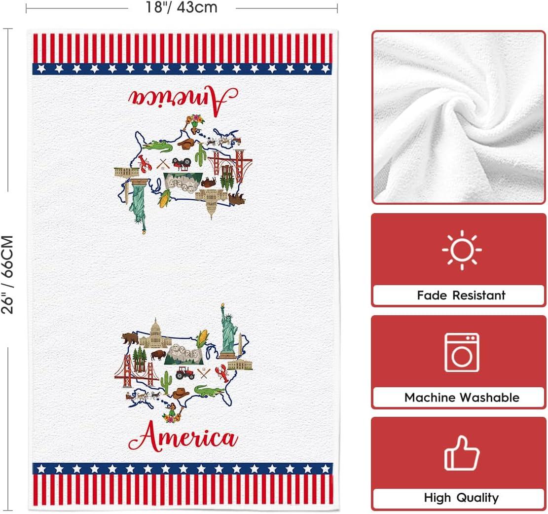 image:imageArtoid Mode Stripes Star America Theme 4th of July Kitchen Towels Dish Towels 18x26 Inch Independence Day Decoration Cleaning Set of 2