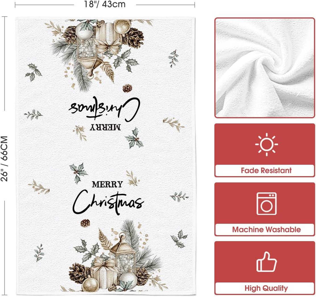 image:imageArtoid Mode Xmas Tree Pinecone Ornaments Christmas Kitchen Towels Dish Towels 18x26 Inch Farmhouse Holiday Winter Decoration Cleaning Set of 4