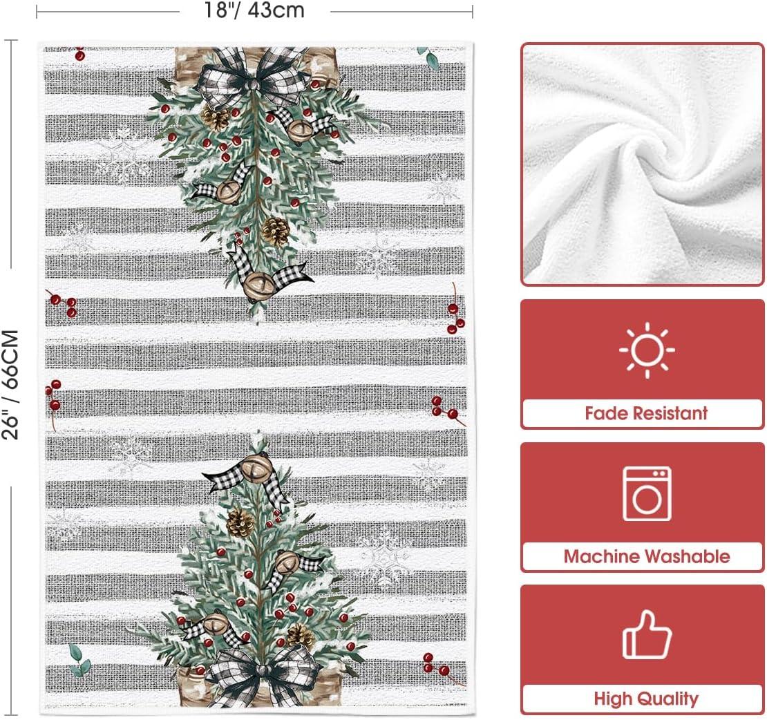 image:imageArtoid Mode Xmas Tree Truck Snowman Winter Kitchen Towels Dish Towels 18x26 Inch Holiday Let It Snow Christmas Decoration Hand Towels Set of 4