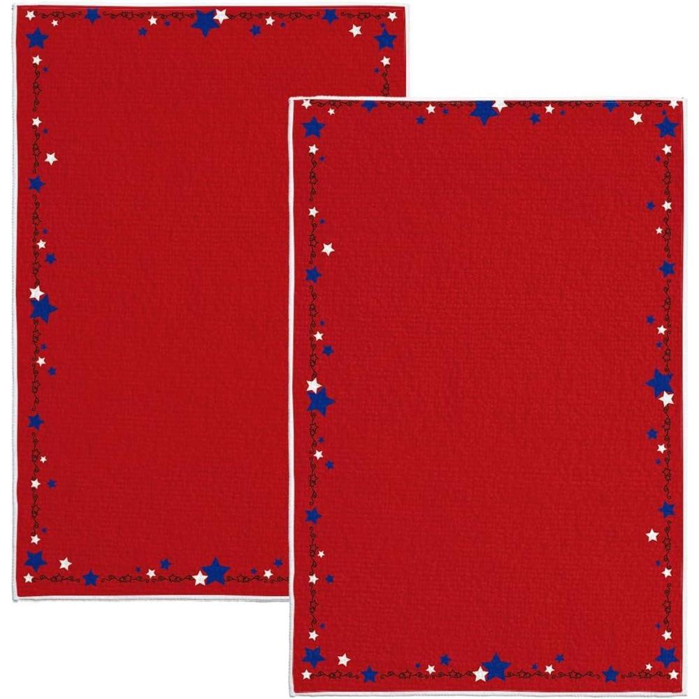 image:imageArtoid Mode Blue StarShaped Border 4th of July Kitchen Towels Dish Towels 18x26 Inch Independence Day Decoration Cleaning Set of 2Red