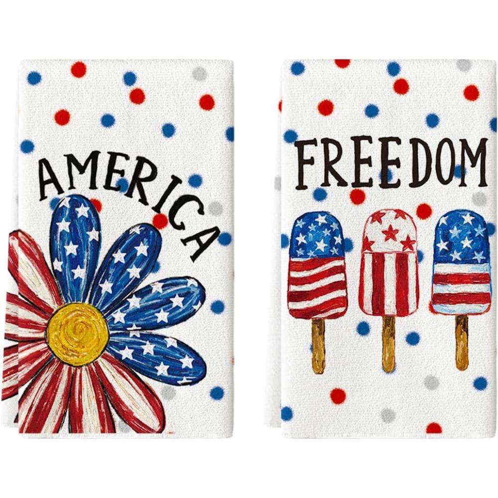 image:imageArtoid Mode Colorful Sunflower Ice Cream 4th of July Kitchen Towels Dish Towels 18x26 Inch Independence Day Decoration Cleaning Set of 2