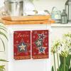 Artoid Mode Beige Lace Star America 4th of July Kitchen Towels Dish Towels, 18×26 Inch Independence Day Decoration Cleaning Set of 2(Red)