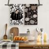 Artoid Mode Black Leaves Polka Dot Pumpkin Fall Kitchen Towels Dish Towels, 18×26 Inch Farmhouse Autumn Decoration Hand Towels Set of 4