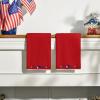 Artoid Mode Blue Star-Shaped Border 4th of July Kitchen Towels Dish Towels, 18×26 Inch Independence Day Decoration Cleaning Set of 2(Red)