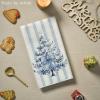 Artoid Mode Blue Stripe Porcelain Xmas Tree Christmas Kitchen Towels Dish Towels, 18×26 Inch Farmhouse Ornaments Winter Decoration Cleaning Set of 2(Blue)