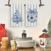 Artoid Mode Blue Stripe Porcelain Xmas Tree Christmas Kitchen Towels Dish Towels, 18×26 Inch Farmhouse Ornaments Winter Decoration Cleaning Set of 2(Blue)