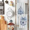 Artoid Mode Blue Stripe Porcelain Xmas Tree Christmas Kitchen Towels Dish Towels, 18×26 Inch Farmhouse Ornaments Winter Decoration Cleaning Set of 2(Blue)