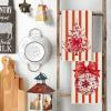 Artoid Mode Blue Stripe Porcelain Xmas Tree Christmas Kitchen Towels Dish Towels, 18×26 Inch Farmhouse Ornaments Winter Decoration Cleaning Set of 2(Red)