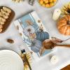 Artoid Mode Blue Stripes Polka Dot Pumpkin Fall Kitchen Towels Dish Towels, 18×26 Inch Farmhouse Maple Leaves Autumn Decoration Hand Towels Set of 4(Blue)