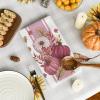 Artoid Mode Blue Stripes Polka Dot Pumpkin Fall Kitchen Towels Dish Towels, 18×26 Inch Farmhouse Maple Leaves Autumn Decoration Hand Towels Set of 4(Pink)