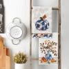 Artoid Mode Blue Vase Pumpkin Fall Kitchen Towels Dish Towels, 18×26 Inch Autumn Floral Leaves Decoration Hand Towels Set of 4