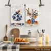 Artoid Mode Blue Vase Pumpkin Fall Kitchen Towels Dish Towels, 18×26 Inch Autumn Floral Leaves Decoration Hand Towels Set of 4