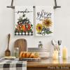 Artoid Mode Buffalo Plaid Bowknot Pumpkin Fall Kitchen Towels Dish Towels, 18×26 Inch Thanksgiving Sunflower Decoration Hand Towels Set of 4(Beige)