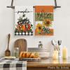 Artoid Mode Buffalo Plaid Bowknot Pumpkin Fall Kitchen Towels Dish Towels, 18×26 Inch Thanksgiving Sunflower Decoration Hand Towels Set of 4(Orange)
