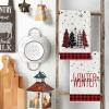 Artoid Mode Buffalo Plaid Xmas Trees Snowman Truck Merry Christmas Kitchen Towels Dish Towels, 18×26 Inch Farmhouse Decoration Hand Towels Set of 6(Red/Beige)