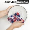 Artoid Mode Checkered Stripes Star Hat Freedom 4th of July Kitchen Towels Dish Towels, 18×26 Inch Independence Day Decoration Cleaning Set of 2