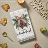 Artoid Mode Elk Trees Pine Cones Holly Berry Hello Winter Kitchen Towels Dish Towels, 18×26 Inch Bowknot Christmas Decoration Hand Towels Set of 4(Beige)