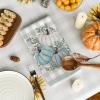 Artoid Mode Eucalyptus Leaves Hello Pumpkin Fall Kitchen Towels Dish Towels, 18×26 Inch Seasonal Give Thanks Decoration Hand Towels Set of 6(Blue)