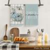 Artoid Mode Eucalyptus Leaves Hello Pumpkin Fall Kitchen Towels Dish Towels, 18×26 Inch Seasonal Give Thanks Decoration Hand Towels Set of 6(Blue)