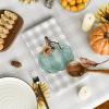 Artoid Mode Green Pumpkin Vase Bowknot Flowers Fall Kitchen Towels Dish Towels, 18×26 Inch Seasonal Decoration Hand Towels Set of 4(Blue)