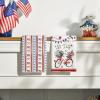 Artoid Mode Hydrangea Flower Basket Bicycle 4th of July Kitchen Towels Dish Towels, 18×26 Inch Independence Day Decoration Cleaning Set of 4