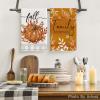 Artoid Mode Orange Buffalo Plaid Polka Dot Pumpkin Truck Fall Kitchen Towels Dish Towels, 18×26 Inch Autumn Leaves Decoration Hand Towels Set of 6