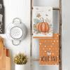 Artoid Mode Orange Watercolor Stripes Hello Pumpkin Fall Kitchen Towels Dish Towels, 18×26 Inch Leaves Decoration Hand Towels Set of 4(Orange)
