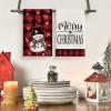 Artoid Mode Red Buffalo Plaid Truck Snowman Christmas Kitchen Towels Dish Towels, 18×26 Inch Farmhouse Holiday Winter Decoration Cleaning Set of 4(Red)