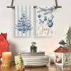 Artoid Mode Red Porcelain Ornaments Xmas Tree Christmas Kitchen Towels Dish Towels, 18×26 Inch Farmhouse Holiday Winter Decoration Cleaning Set of 4(Blue)