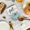 Artoid Mode Wood Polka Dot Orange Pumpkin Fall Kitchen Towels Dish Towels, 18×26 Inch Farmhouse Eucalyptus Leaves Decoration Hand Towels Set of 4(Blue)
