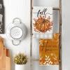 Artoid Mode Wood Polka Dot Orange Pumpkin Fall Kitchen Towels Dish Towels, 18×26 Inch Farmhouse Eucalyptus Leaves Decoration Hand Towels Set of 4(Orange/Beige)