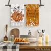 Artoid Mode Wood Polka Dot Orange Pumpkin Fall Kitchen Towels Dish Towels, 18×26 Inch Farmhouse Eucalyptus Leaves Decoration Hand Towels Set of 4(Orange/Beige)