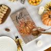 Artoid Mode Wood Polka Dot Orange Pumpkin Fall Kitchen Towels Dish Towels, 18×26 Inch Farmhouse Eucalyptus Leaves Decoration Hand Towels Set of 4(Wood/Orange)