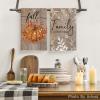 Artoid Mode Wood Polka Dot Orange Pumpkin Fall Kitchen Towels Dish Towels, 18×26 Inch Farmhouse Eucalyptus Leaves Decoration Hand Towels Set of 4(Wood/Orange)