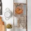 Artoid Mode Wood Polka Dot Orange Pumpkin Fall Kitchen Towels Dish Towels, 18×26 Inch Farmhouse Eucalyptus Leaves Decoration Hand Towels Set of 4(Wood/Orange)