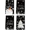 Artoid Mode Black Cute Snowman Hello Winter Kitchen Towels Dish Towels, 18×26 Inch Farmhouse Holiday Snowflake Decoration Cleaning Set of 4(Black)
