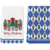 Artoid Mode Blue Lingge Xmas Tree Vase Christmas Kitchen Towels Dish Towels, 18×26 Inch Farmhouse Winter Decoration Cleaning Set of 2