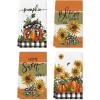 Artoid Mode Buffalo Plaid Bowknot Pumpkin Fall Kitchen Towels Dish Towels, 18×26 Inch Thanksgiving Sunflower Decoration Hand Towels Set of 4(Orange)