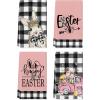 Artoid Mode Buffalo Plaid Rabbit Carrot Truck Bunny Eggs Easter Spring Kitchen Towels Dish Towels, 18×26 Inch Farmhouse Summer Decoration Cleaning Set of 4