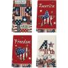 Artoid Mode Checkered Stripes Star Love Freedom 4th of July Kitchen Towels Dish Towels, 18×26 Inch Independence Day Decoration Cleaning Set of 4