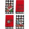 Artoid Mode Gnome Truck Believe Merry Christmas Kitchen Towels Dish Towels, 18×26 Inch Farmhouse Holiday Winter Decoration Cleaning Set of 4(Black)